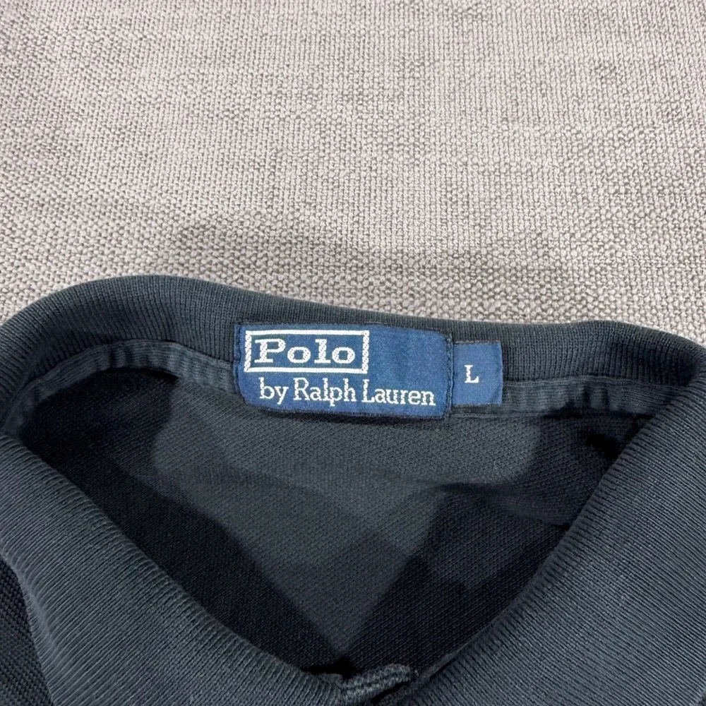 Polo Ralph Lauren Polo Shirt Mens L Black Good Short Sleeve Red Pony Logo Pique
